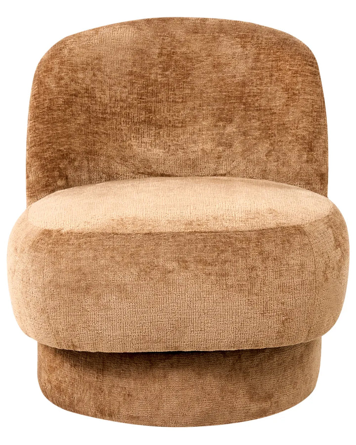 Swivel Armchair Chenille Golden Brown Lidio