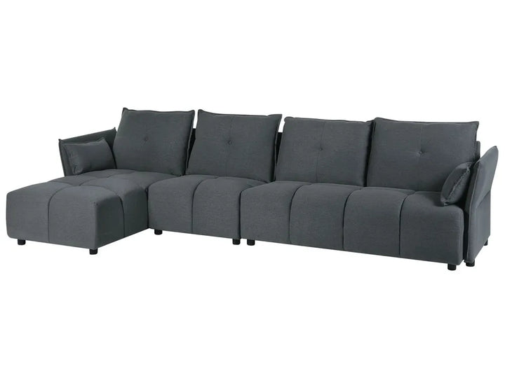 Corner Sofa 4 Seater Fabric Graphite Grey Right Hand Aine