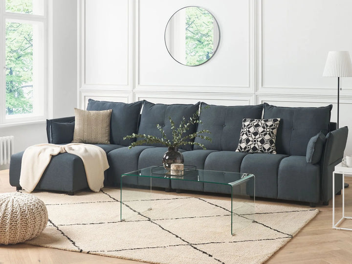 Right hand graphite grey corner sofa with chaise lounge