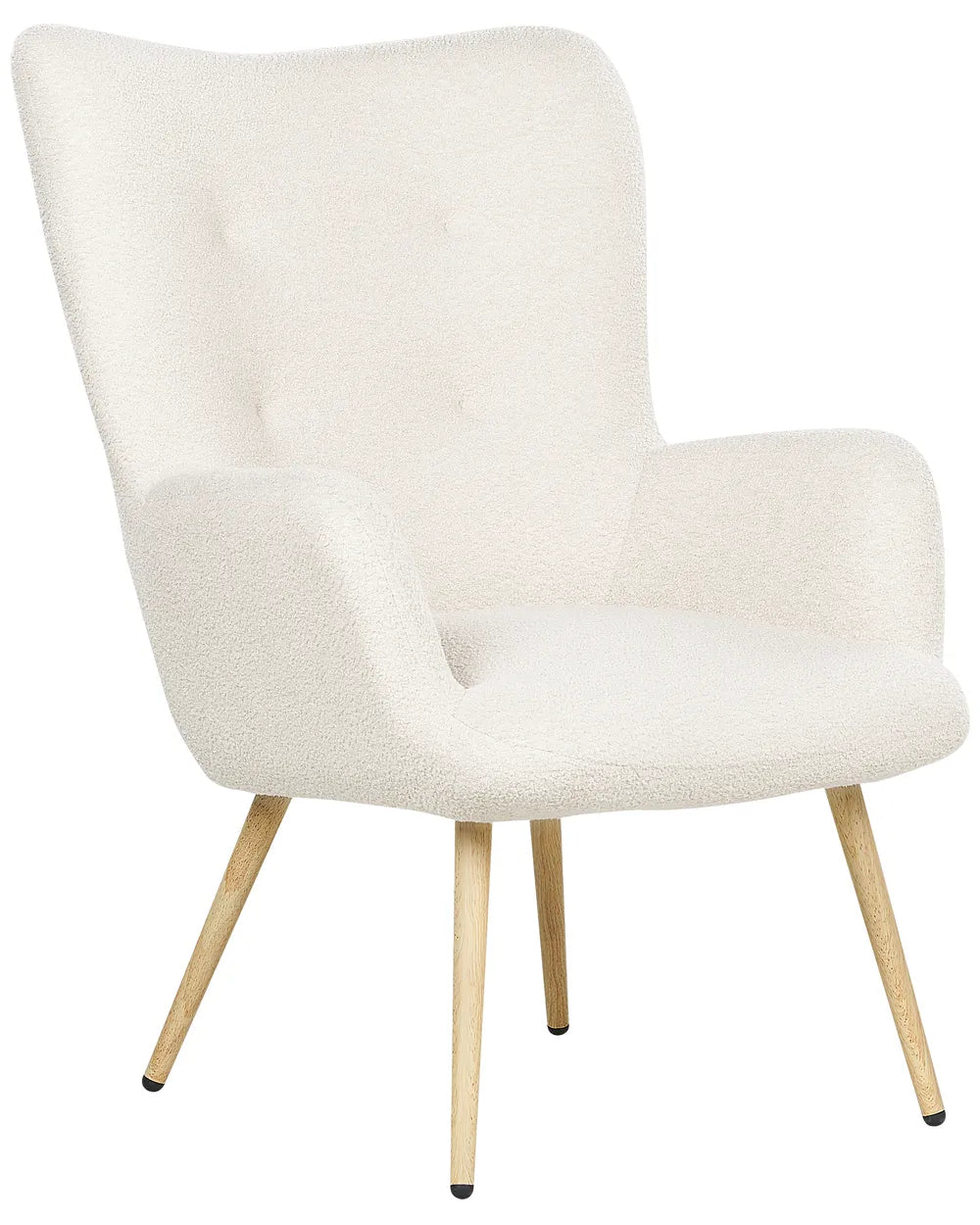 Wingback Chair with Footstool Boucle Off-White Zianah
