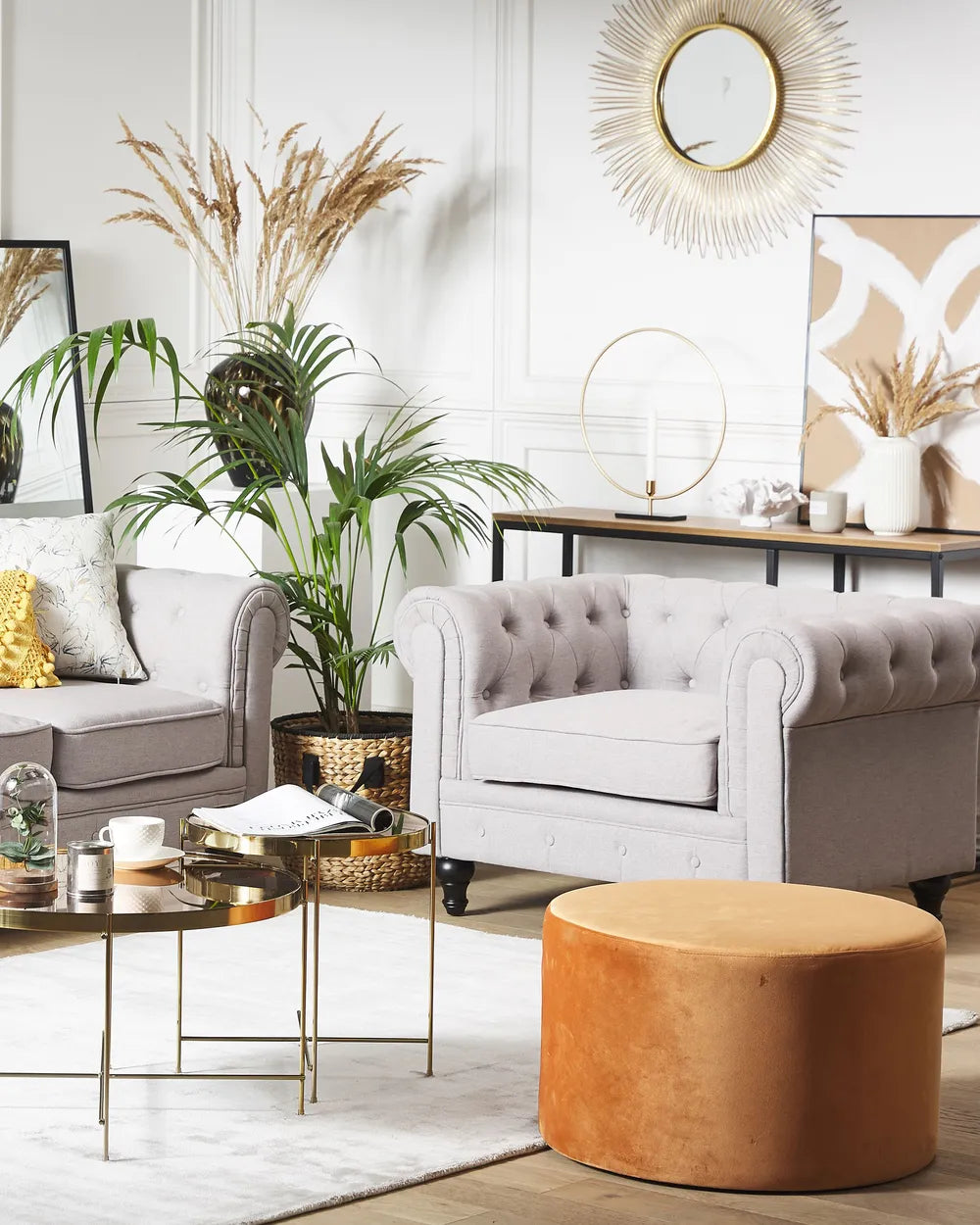 Armchair Fabric Light Grey Leno