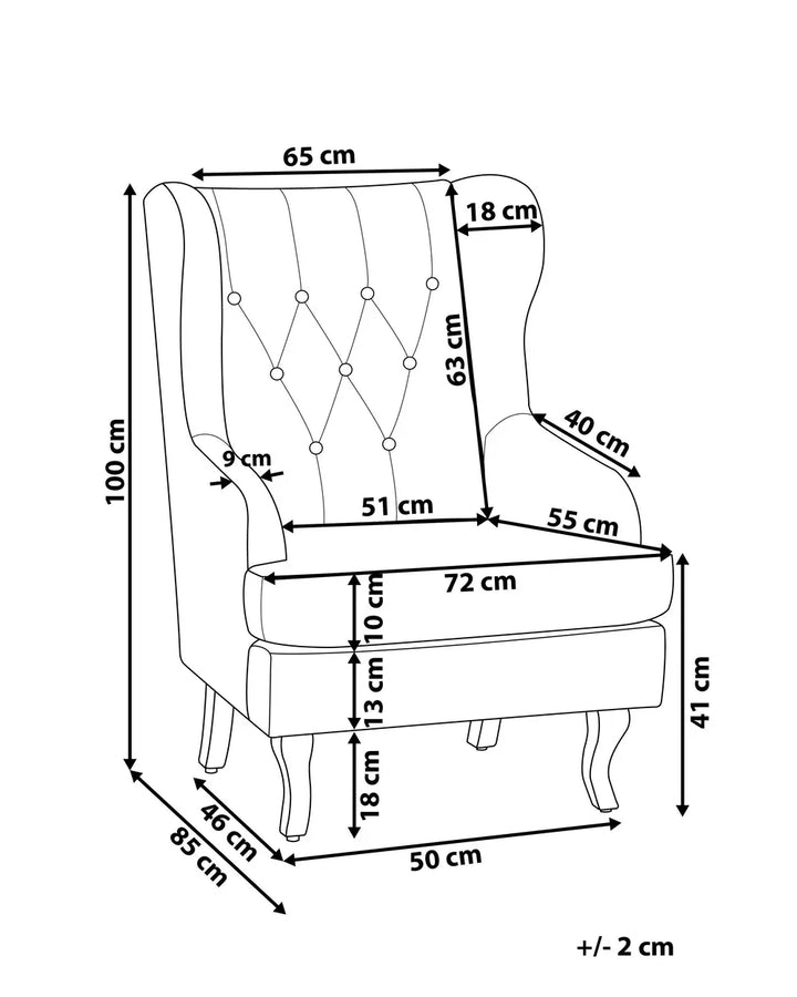 Wingback Chair Velvet Off-White Calyn