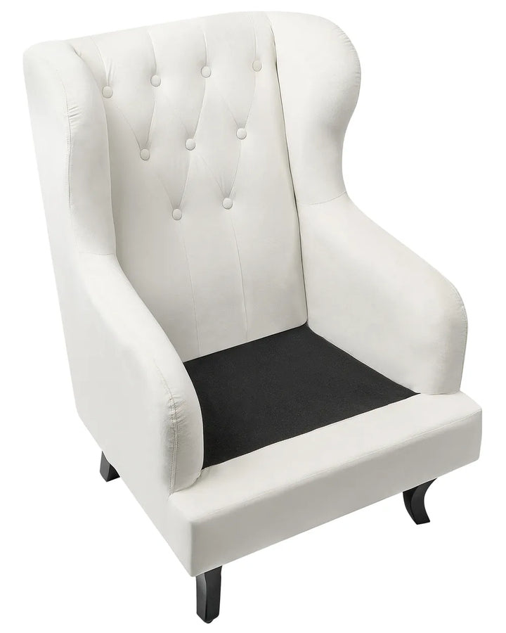 Wingback Chair Velvet Off-White Calyn