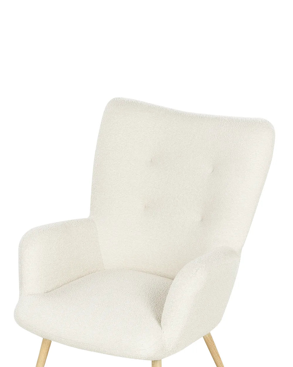 Wingback Chair with Footstool Boucle Off-White Zianah