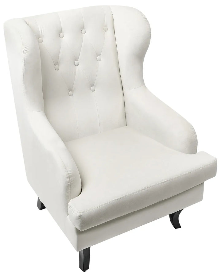Wingback Chair Velvet Off-White Calyn