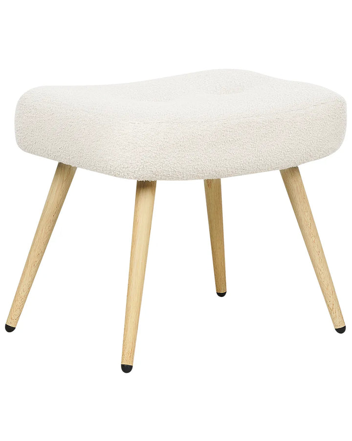 Wingback Chair with Footstool Boucle Off-White Zianah