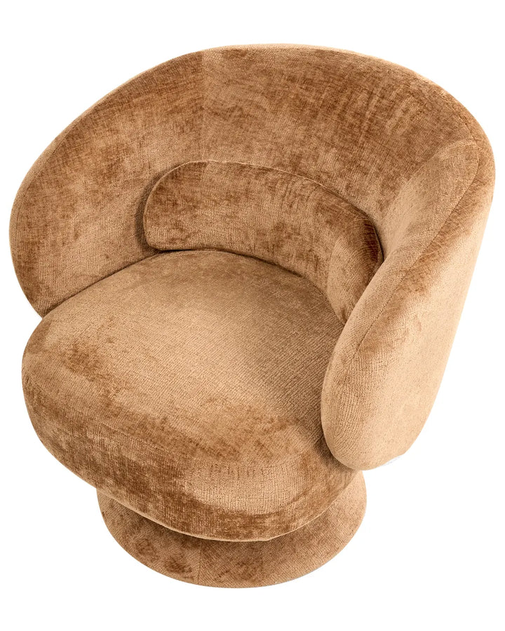 Swivel Armchair Chenille Golden Brown Kaelan
