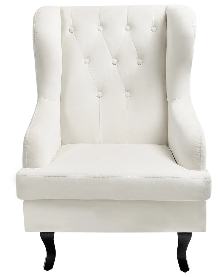 Wingback Chair Velvet Off-White Calyn