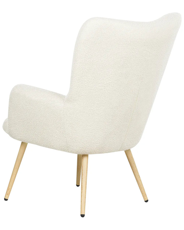 Wingback Chair with Footstool Boucle Off-White Zianah