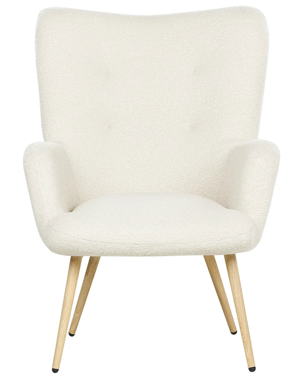 Wingback Chair with Footstool Boucle Off-White Zianah