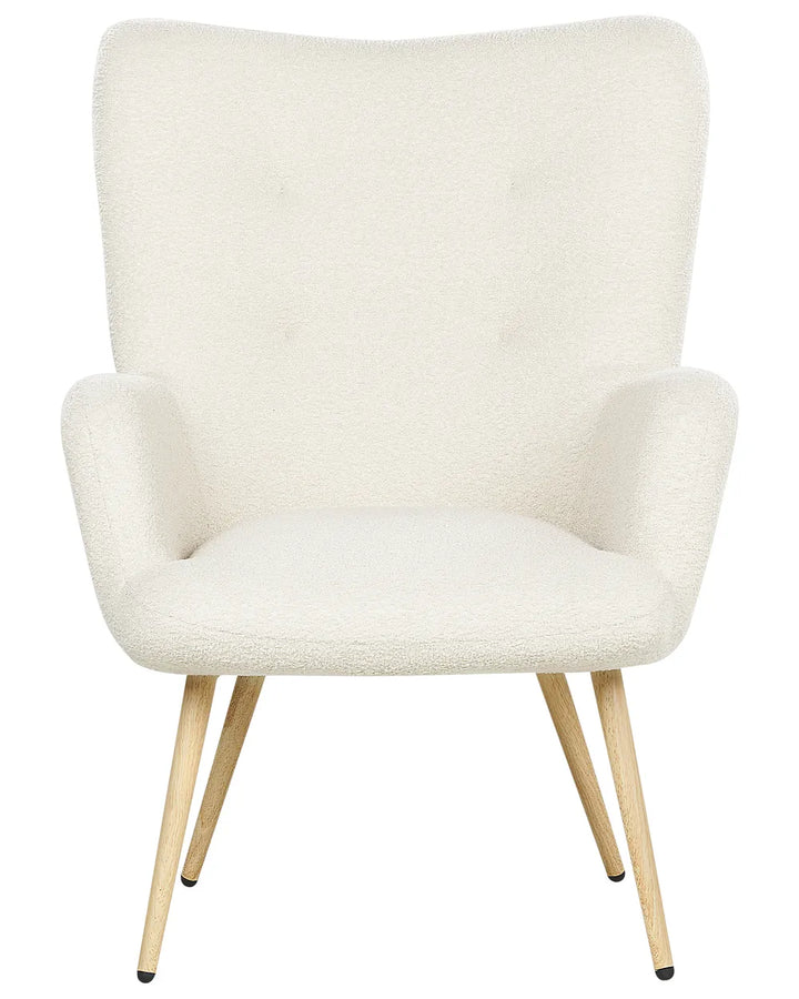 Wingback Chair with Footstool Boucle Off-White Zianah