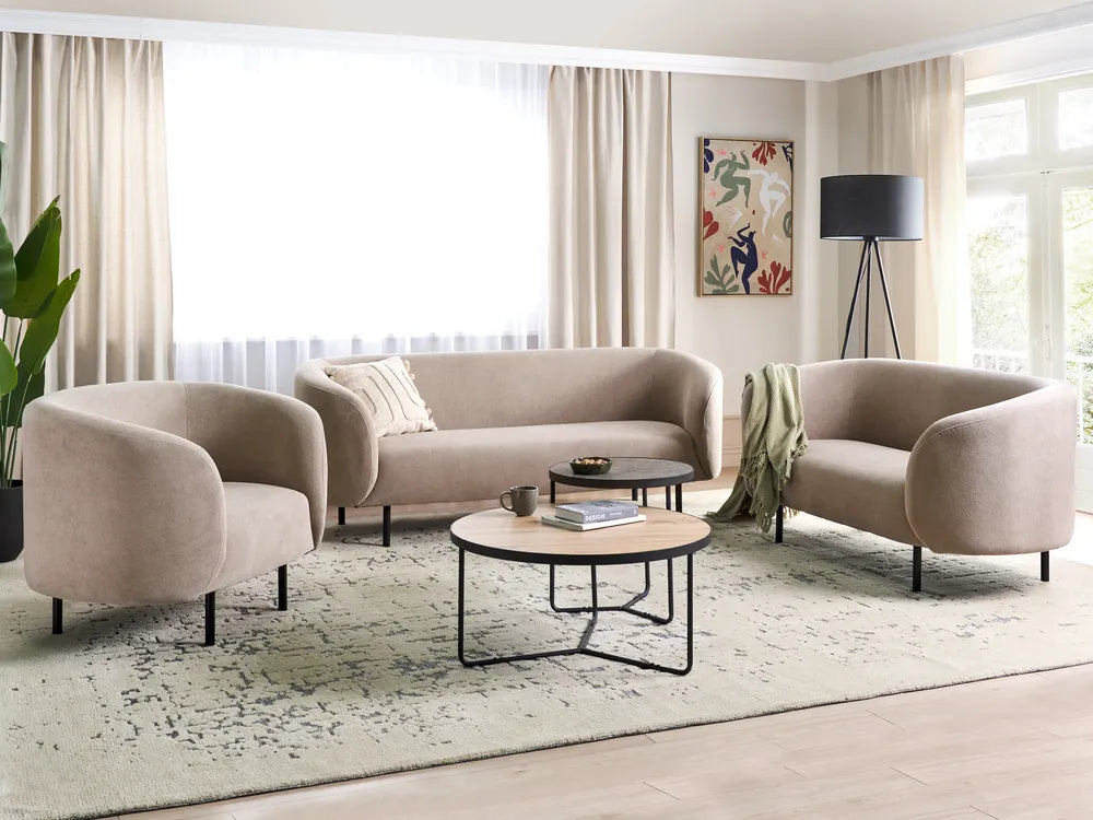 Sofa 2 Seater Fabric Taupe Liora