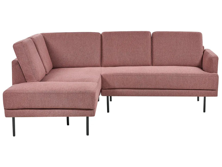 Right-hand 4-seater fabric corner sofa in pink-brown