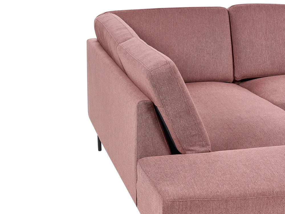 Corner Sofa 4 Seater Fabric Pink Right Hand Shayle