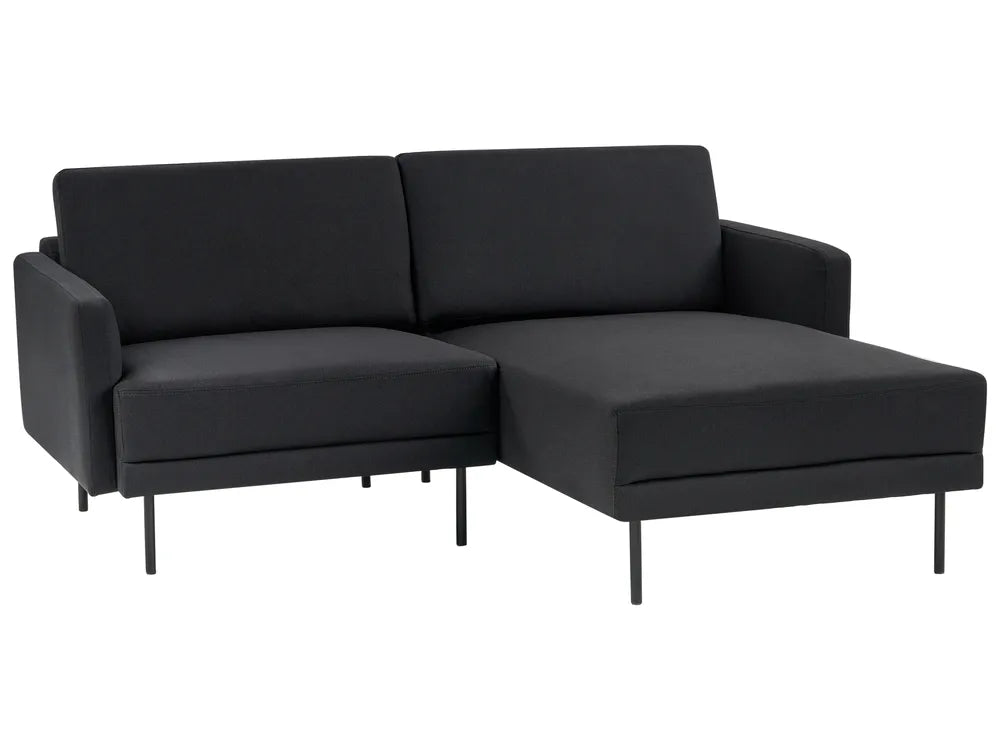 Corner Sofa 2 Seater Fabric Black Left Hand Shayle