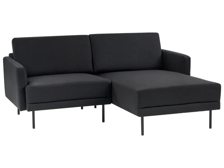 Corner Sofa 2 Seater Fabric Black Left Hand Shayle