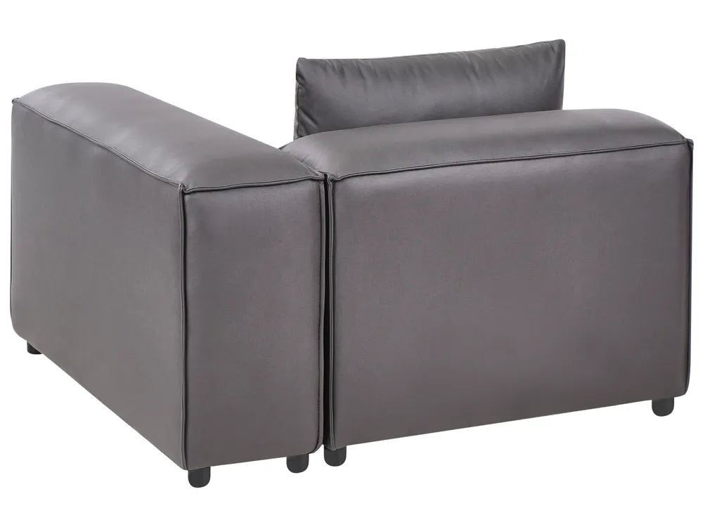 Modular Corner Sofa 3 Seater Faux Leather Black with Ottoman Right Hand Nova