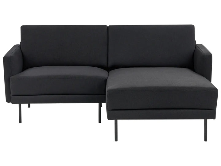 Left-hand 2-seater corner sofa in black fabric