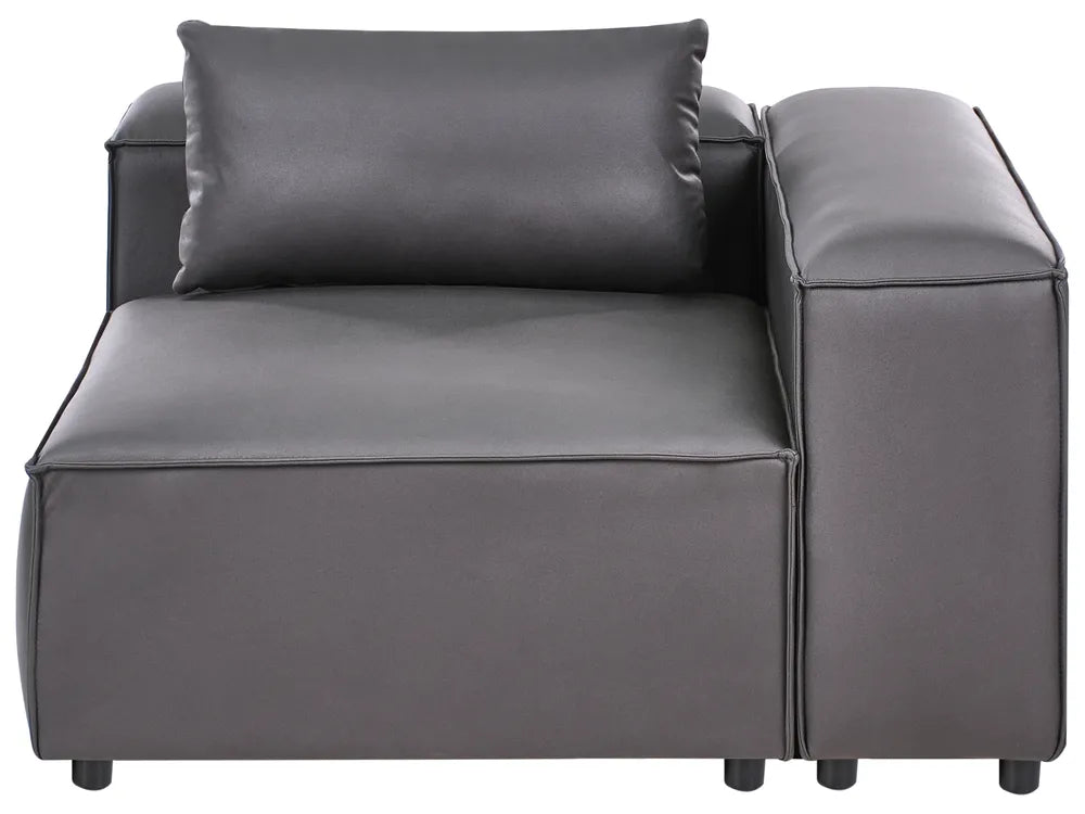 Modular Corner Sofa 3 Seater Faux Leather Black with Ottoman Right Hand Nova