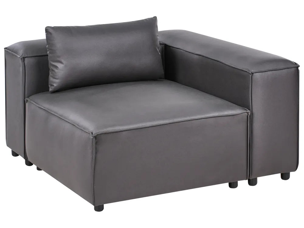 Modular Corner Sofa 3 Seater Faux Leather Black with Ottoman Right Hand Nova