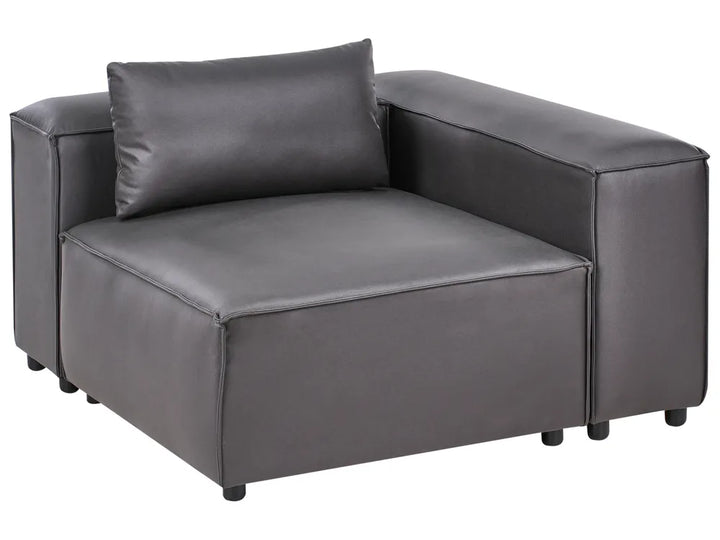 Modular Corner Sofa 3 Seater Faux Leather Black with Ottoman Right Hand Nova