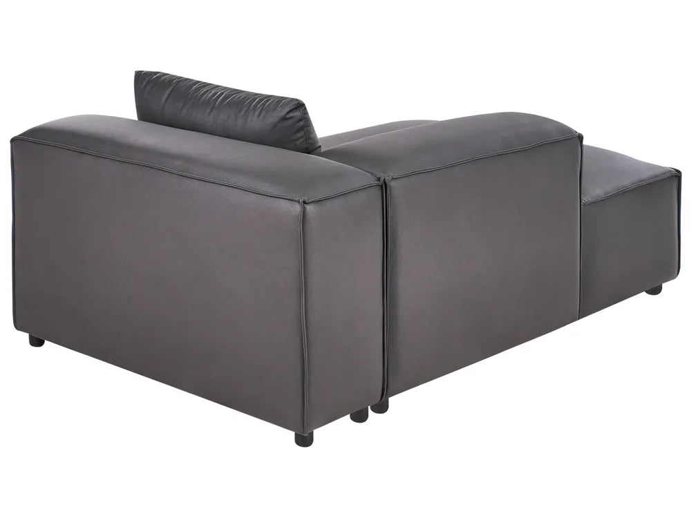 Modular Corner Sofa 3 Seater Faux Leather Black with Ottoman Right Hand Nova