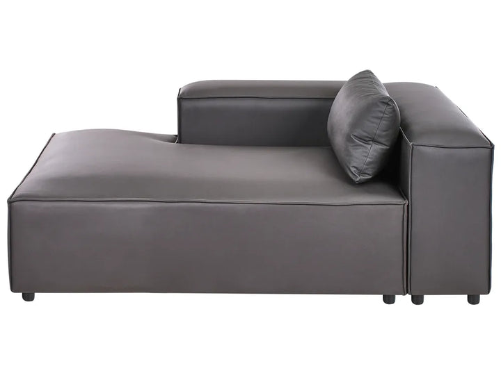 Modular Corner Sofa 3 Seater Faux Leather Black with Ottoman Right Hand Nova