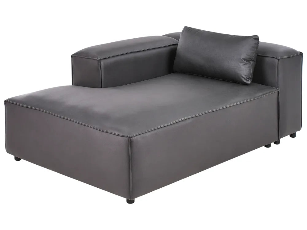 Modular Corner Sofa 3 Seater Faux Leather Black with Ottoman Right Hand Nova