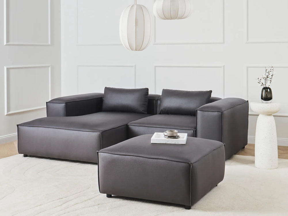 Gray sectional sofa with ottoman
