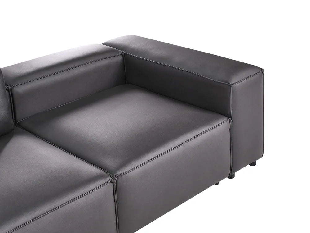 Modular Corner Sofa 3 Seater Faux Leather Black with Ottoman Right Hand Nova