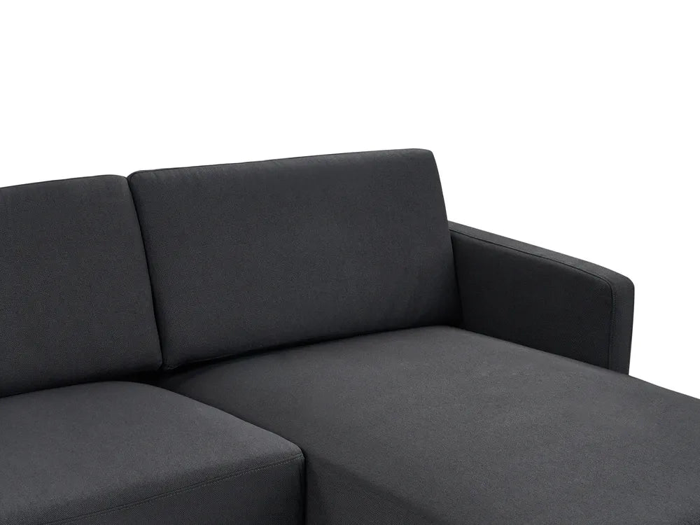 Corner Sofa 2 Seater Fabric Black Left Hand Shayle
