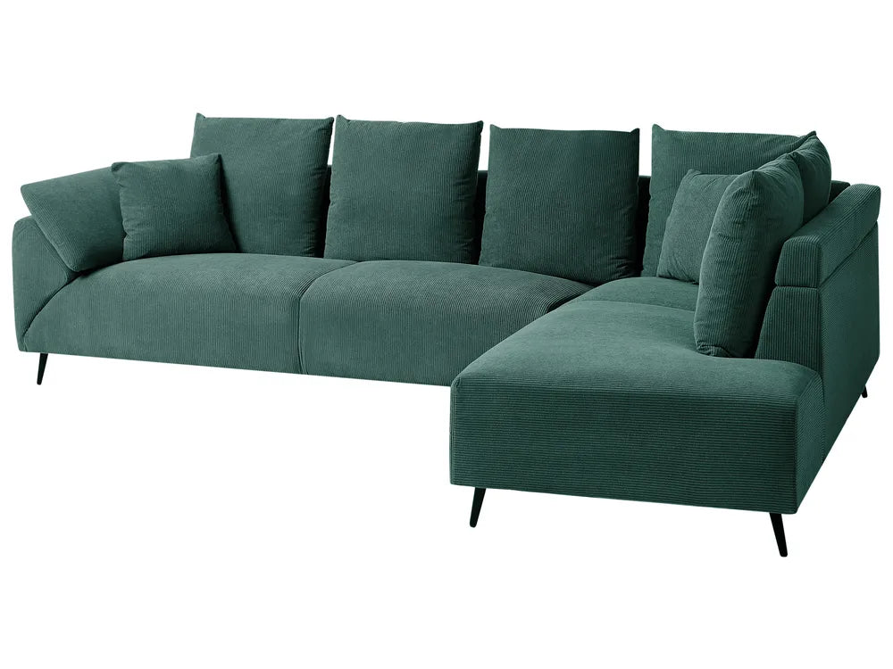 Corner Sofa 4 Seater Corduroy Dark Green Left Hand Flexa