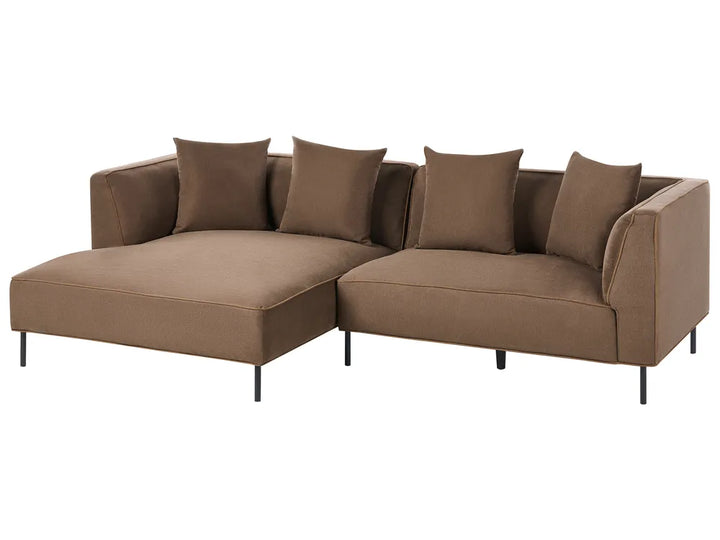 Corner Sofa 3 Seater Fabric Brown Right Hand Danva