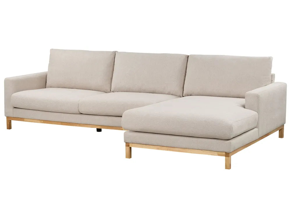 Corner Sofa 4 Seater Fabric Beige Left Hand Deavan