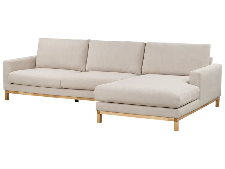 Corner Sofa 4 Seater Fabric Beige Left Hand Deavan