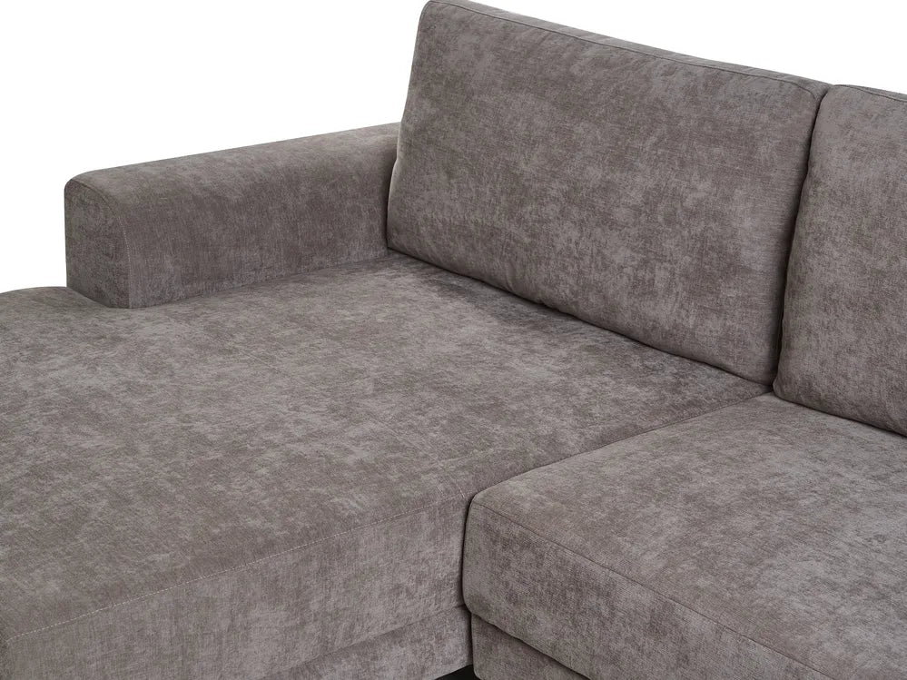 Corner Sofa Bed 3 Seater Chenille Taupe Right Hand Keshvi