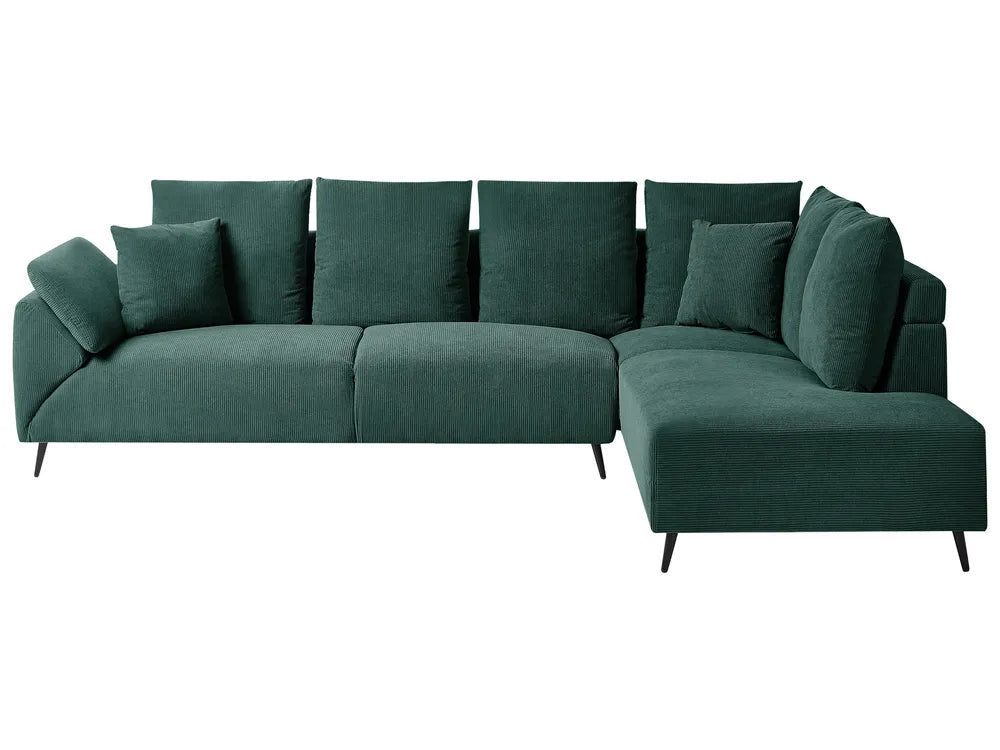 Green sectional sofa on a white background