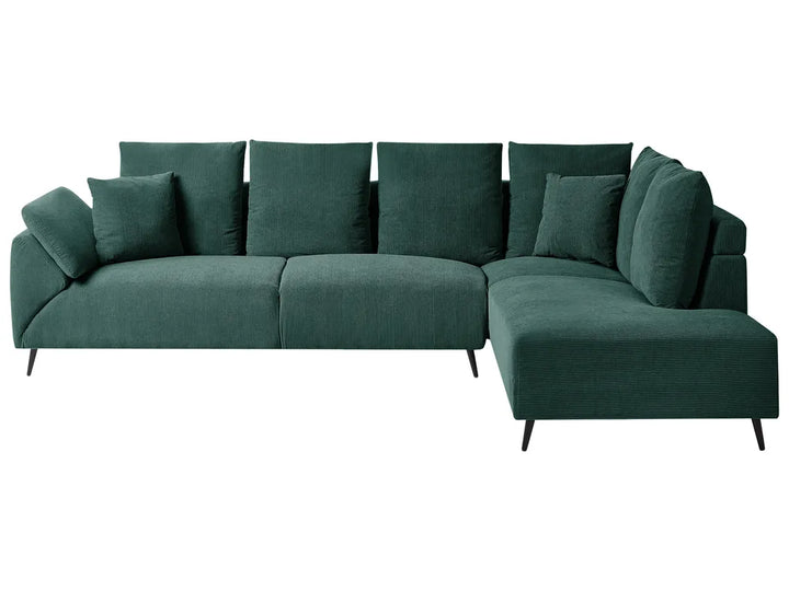 Green sectional sofa on a white background