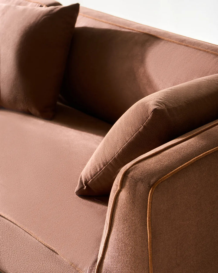 Corner Sofa 3 Seater Fabric Brown Right Hand Danva