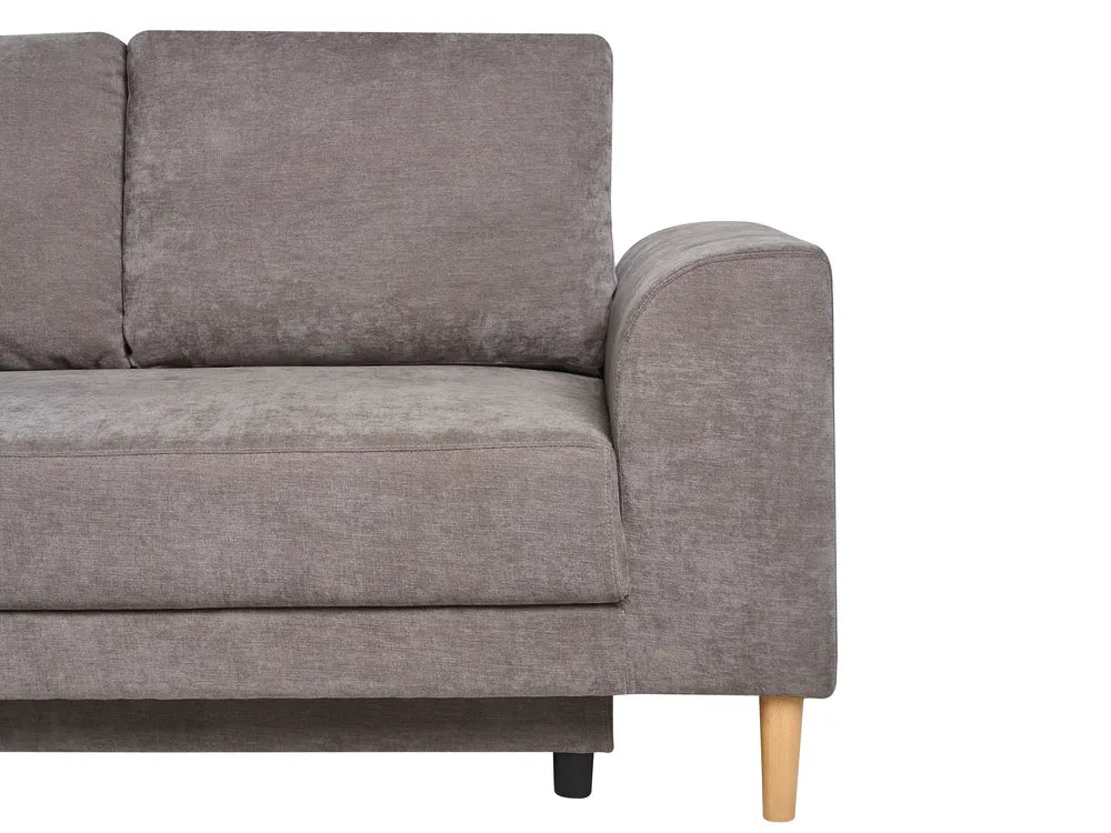 Corner Sofa Bed 3 Seater Chenille Taupe Right Hand Keshvi