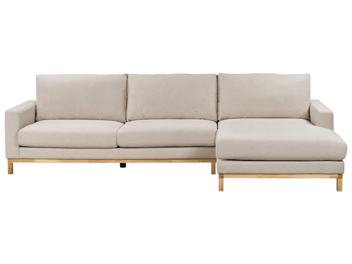 Left-hand 4-seater corner sofa in beige fabric