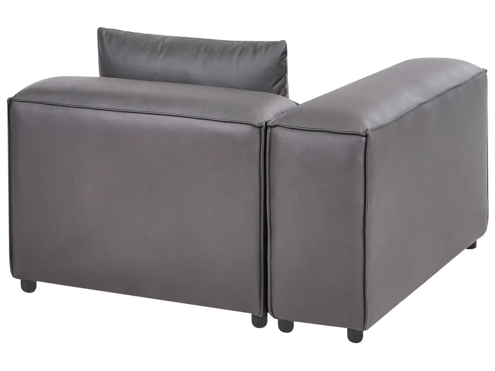 Modular Corner Sofa 3 Seater Faux Leather Black with Ottoman Left Hand Nova