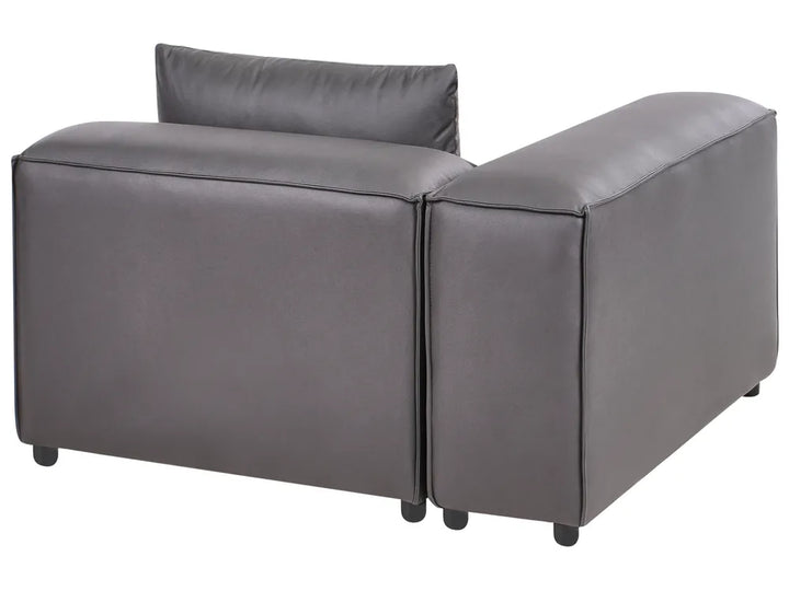 Modular Corner Sofa 3 Seater Faux Leather Black with Ottoman Left Hand Nova
