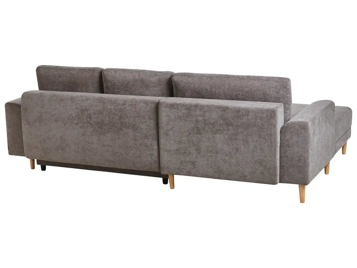 Corner Sofa Bed 3 Seater Chenille Taupe Right Hand Keshvi