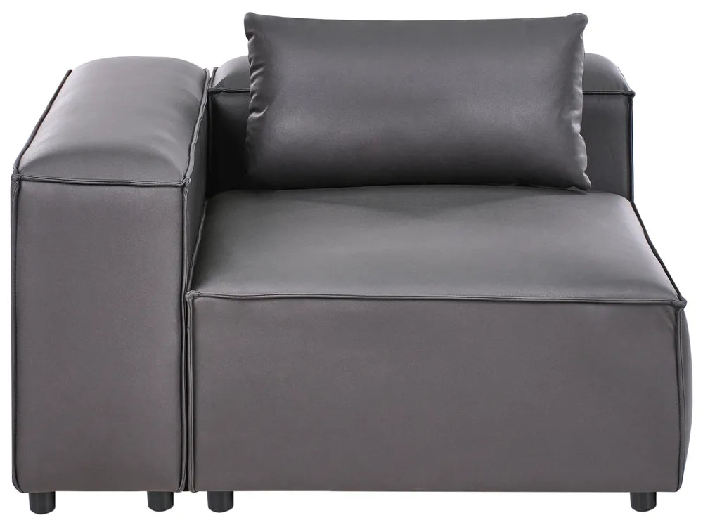 Modular Corner Sofa 3 Seater Faux Leather Black with Ottoman Left Hand Nova