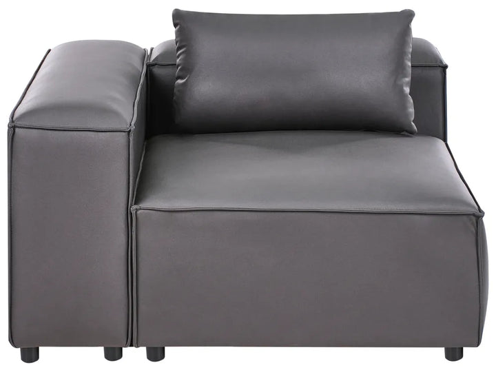Modular Corner Sofa 3 Seater Faux Leather Black with Ottoman Left Hand Nova