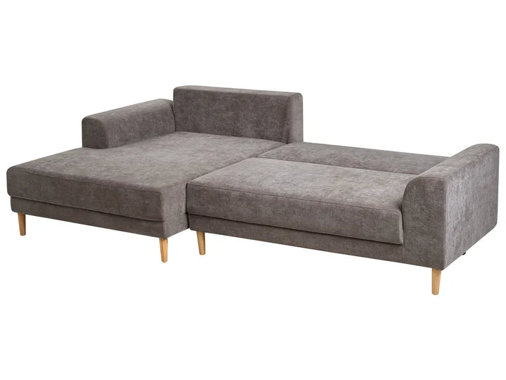 Corner Sofa Bed 3 Seater Chenille Taupe Right Hand Keshvi