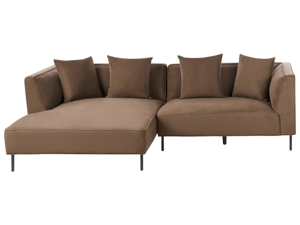Right-hand 3-seater corner sofa in brown chenille