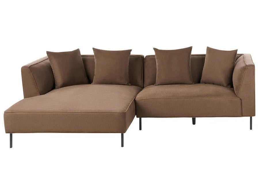 Right-hand 3-seater corner sofa in brown chenille