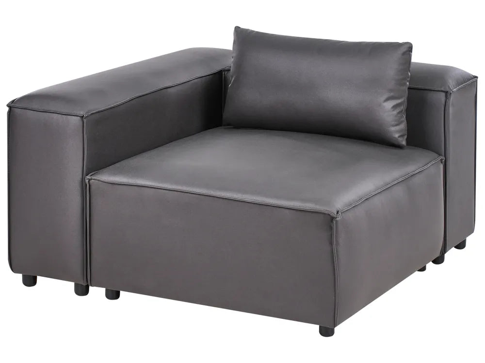 Modular Corner Sofa 3 Seater Faux Leather Black with Ottoman Left Hand Nova